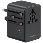 USAMS Ładowarka Travel Adapter 70W US/AU/EU/UK 3xUSB-C 4w1 czarny