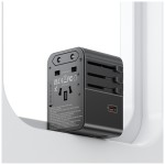 USAMS Ładowarka Travel Adapter 70W US/AU/EU/UK 3xUSB-C 4w1 czarny