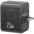 USAMS Ładowarka Travel Adapter 25W US/AU/EU/UK 2xUSB-C czarny 4w1