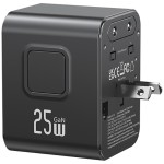 USAMS Ładowarka Travel Adapter 25W US/AU/EU/UK 2xUSB-C czarny 4w1