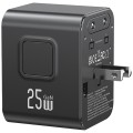 USAMS Ładowarka Travel Adapter 25W US/AU/EU/UK 2xUSB-C czarny 4w1