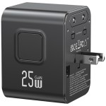 USAMS Ładowarka Travel Adapter 25W US/AU/EU/UK 2xUSB-C czarny 4w1