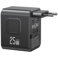 USAMS Ładowarka Travel Adapter 25W US/AU/EU/UK 2xUSB-C czarny 4w1