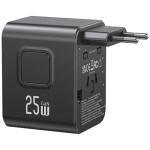 USAMS Ładowarka Travel Adapter 25W US/AU/EU/UK 2xUSB-C czarny 4w1