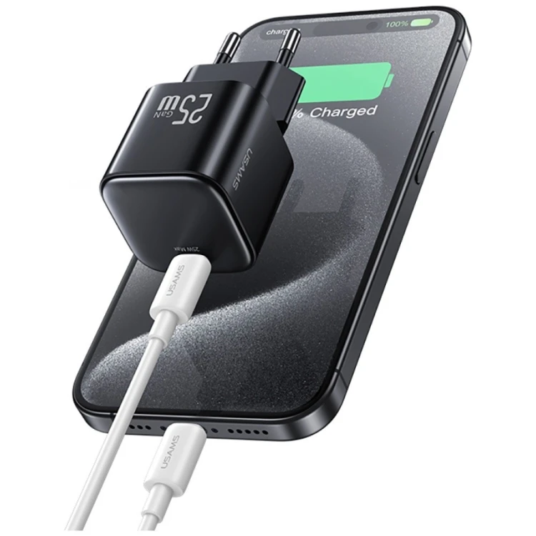USAMS Ładowarka sieciowa JC Series CC289 25W GaN Fast Charger USB-C    czarna