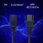 Qoltec Kabel zasilający IEC C13 | C14 | 3x0.75mm2 | Czysta miedź Cu | 2m