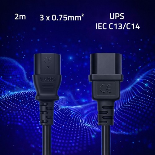 Qoltec Kabel zasilający IEC C13 | C14 | 3x0.75mm2 | Czysta miedź Cu | 2m