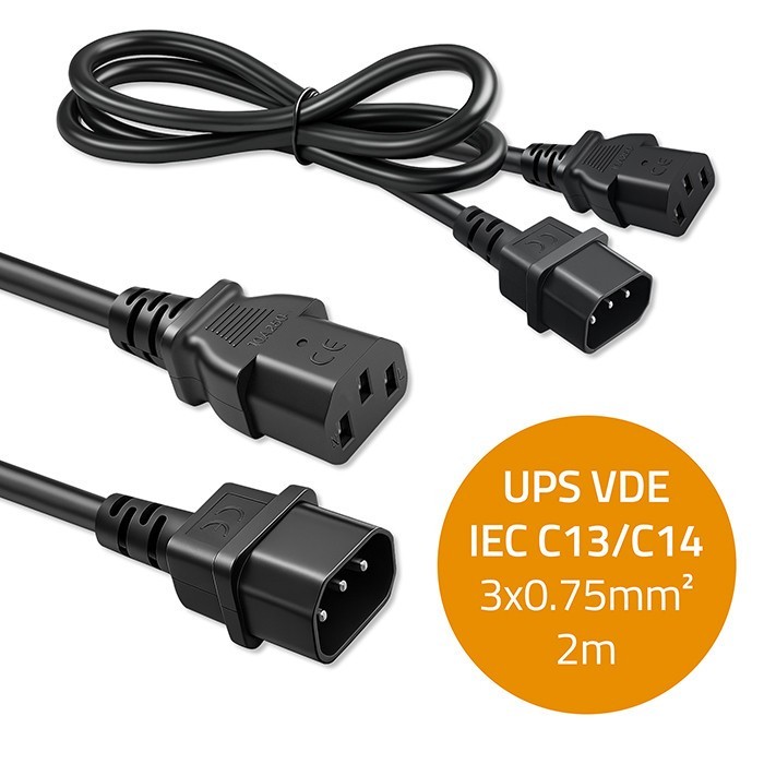 Qoltec Kabel zasilający IEC C13 | C14 | 3x0.75mm2 | Czysta miedź Cu | 2m