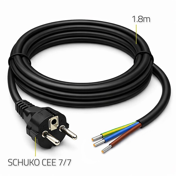 Qoltec Kabel zasilający SCHUKO CEE 7/7 (E/F) | miedź Cu | odizolowany lutowany | 3x1.0mm2 | 1.8m