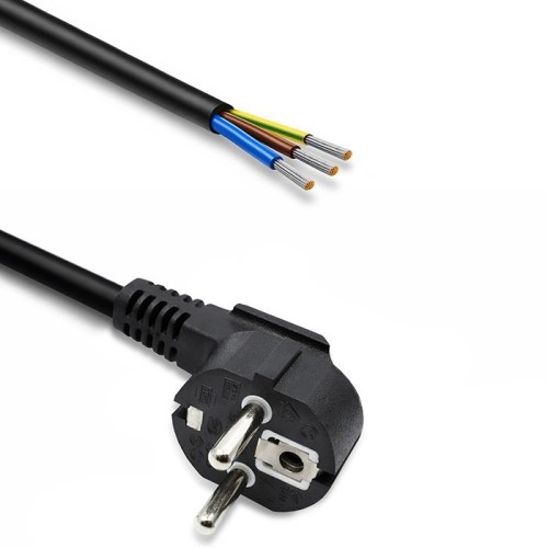Qoltec Kabel zasilający | wtyczka kątowa SCHUKO CEE 7/7 (E/F) | miedź Cu| odizolowany lutowany | 3x1.0mm2 | 1.8m