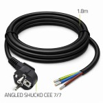 Qoltec Kabel zasilający | wtyczka kątowa SCHUKO CEE 7/7 (E/F) | miedź Cu| odizolowany lutowany | 3x1.0mm2 | 1.8m