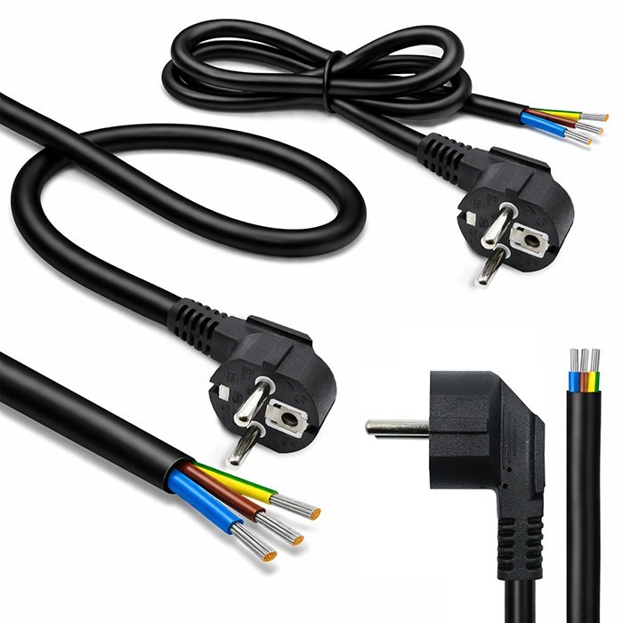 Qoltec Kabel zasilający | wtyczka kątowa SCHUKO CEE 7/7 (E/F) | miedź Cu| odizolowany lutowany | 3x1.0mm2 | 1.8m