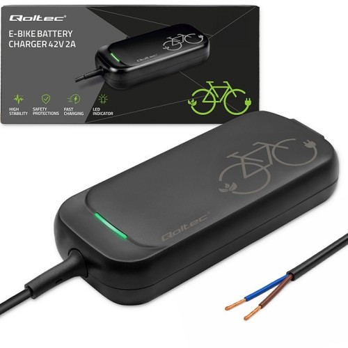 Qoltec Ładowarka do roweru elektrycznego 36V | 42V | 2A | przewód otwarty bez wtyczki