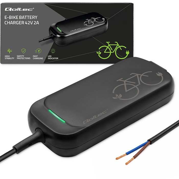 Qoltec Ładowarka do roweru elektrycznego 36V | 42V | 2A | przewód otwarty bez wtyczki