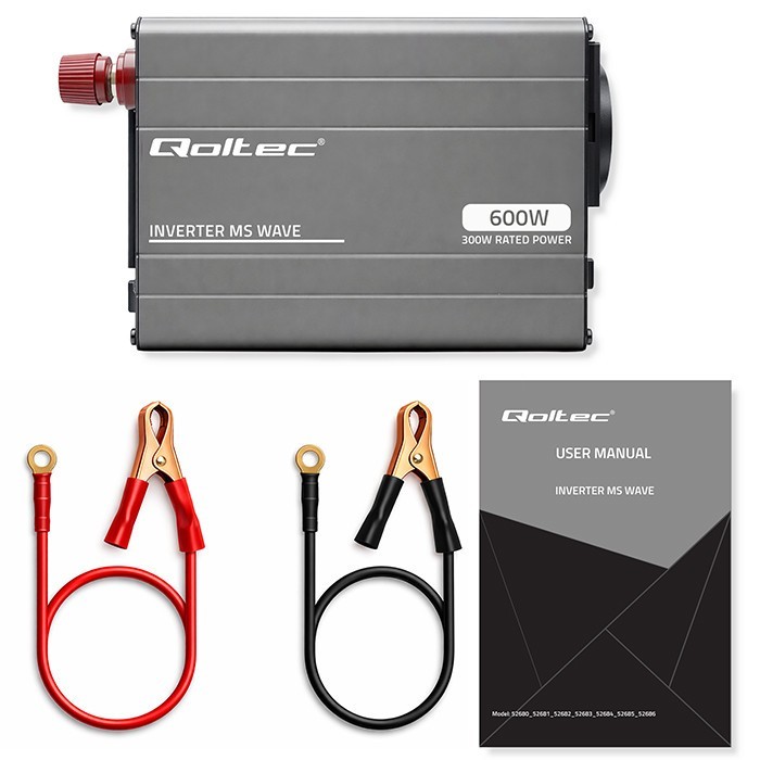 Qoltec Przetwornica napięcia MS Wave | 12V na 230V | 300/600W