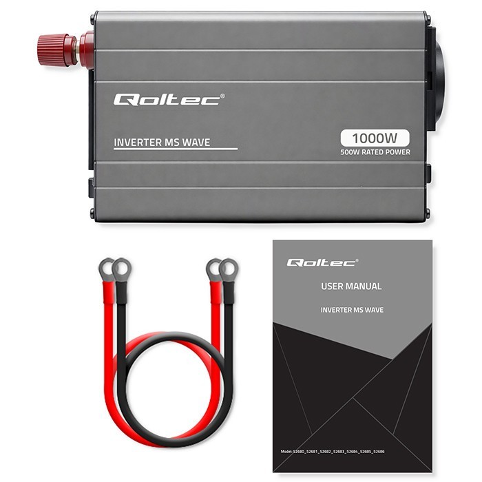 Qoltec Przetwornica napięcia MS Wave | 12V na 230V | 500/1000W