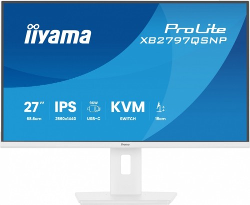 IIYAMA Monitor  27 cali XB2797QSNP-W1 IPS,QHD,USB-c Dock 96W,HDMI, 350cd,1ms, DP, DisplayPort x1 (Daisy Chain MST max. 2560 x1440), USB HUB x4, RJ45