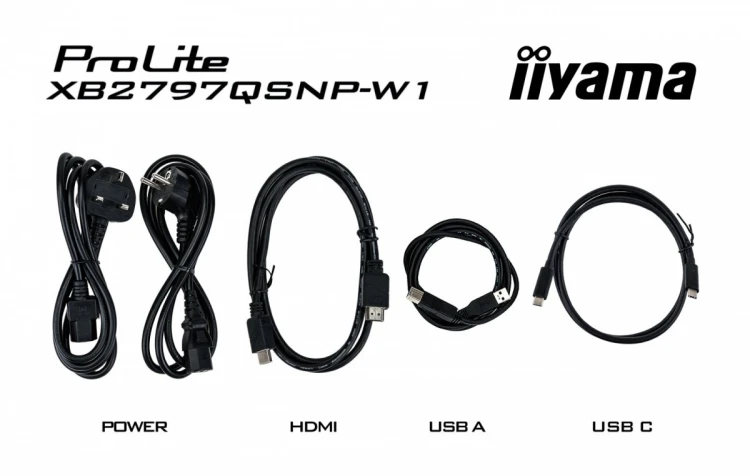 IIYAMA Monitor  27 cali XB2797QSNP-W1 IPS,QHD,USB-c Dock 96W,HDMI, 350cd,1ms, DP, DisplayPort x1 (Daisy Chain MST max. 2560 x1440), USB HUB x4, RJ45
