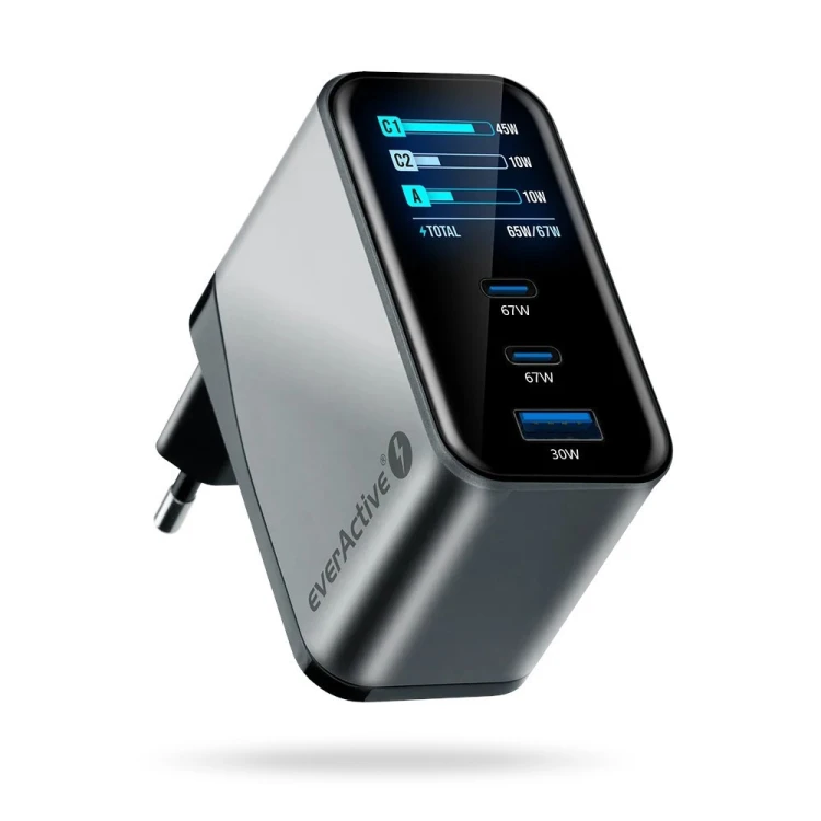 everActive Ładowarka sieciowa GaN QC4+ 67W SC-670Q 2x USB-C 1x USB