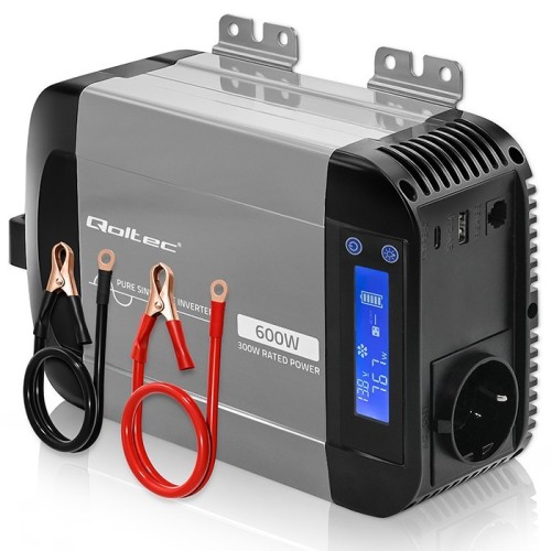 Qoltec Przetwornica napięcia Pure Sine Wave | 12V na 230V | 300/600W