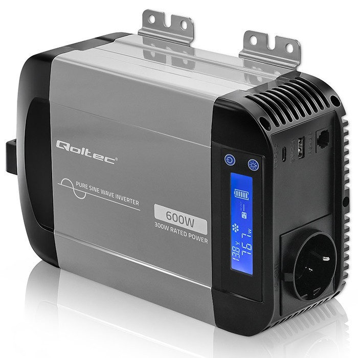 Qoltec Przetwornica napięcia Pure Sine Wave | 12V na 230V | 300/600W