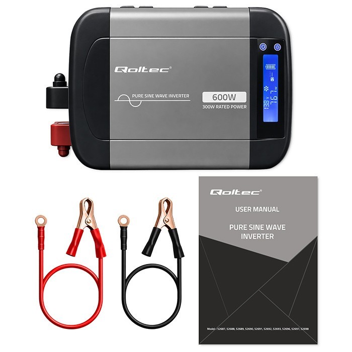 Qoltec Przetwornica napięcia Pure Sine Wave | 12V na 230V | 300/600W