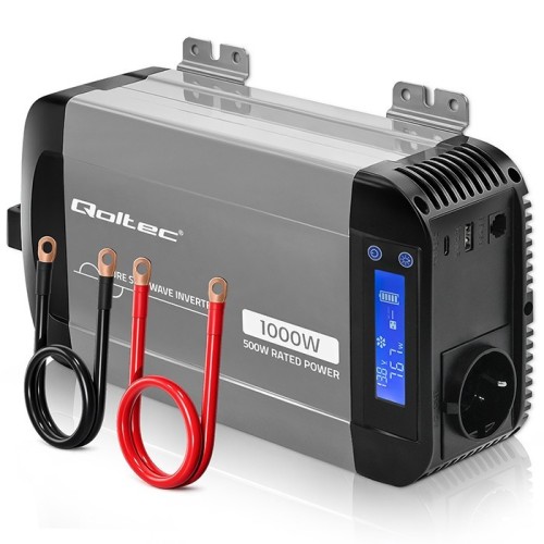 Qoltec Przetwornica napięcia Pure Sine Wave | 12V na 230V | 500/1000W