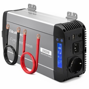 Qoltec Przetwornica napięcia Pure Sine Wave | 12V na 230V | 1000/2000W |UPS BYPASS