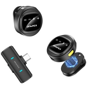 AWEI Mikrofon krawatowy MK3 Duo bezprzewodowy czarny