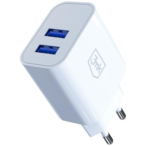 3MK Ładowarka sieciowa 10W 2xUSB-A 2,4A FlowPower biała