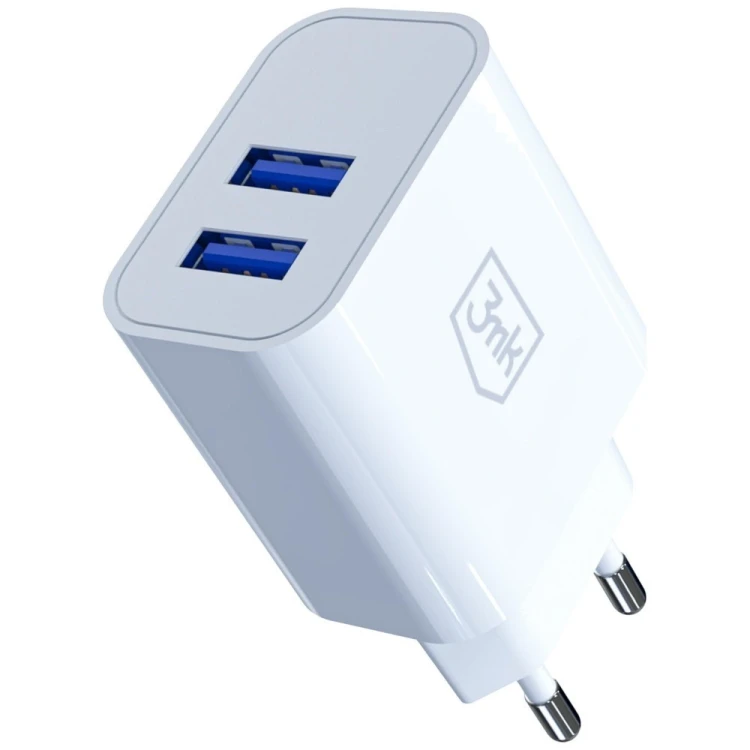3MK Ładowarka sieciowa 10W 2xUSB-A 2,4A FlowPower biała