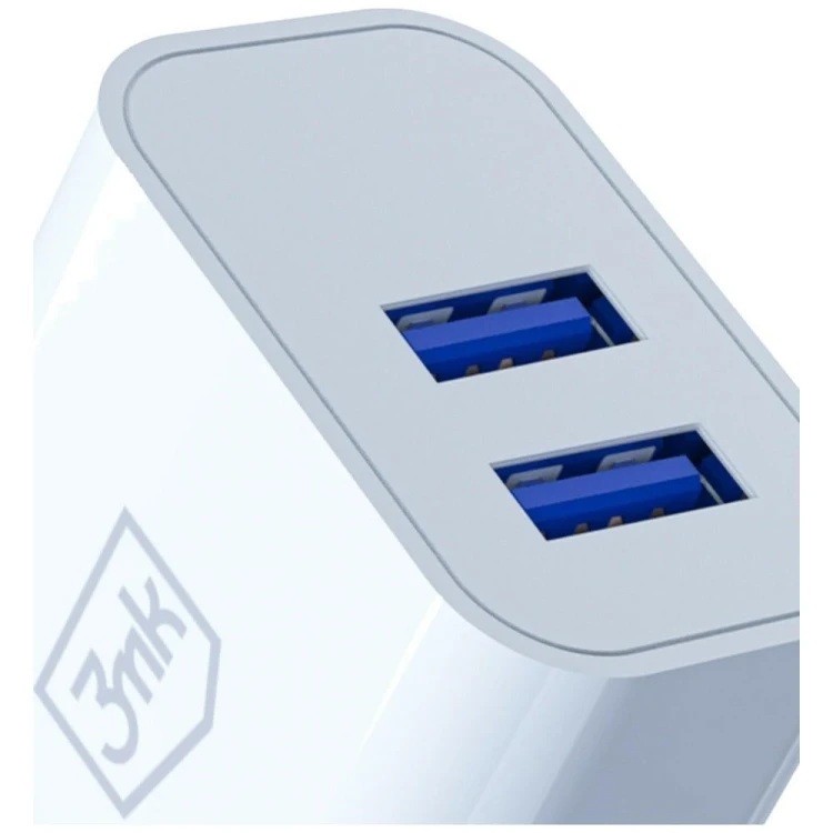 3MK Ładowarka sieciowa 10W 2xUSB-A 2,4A FlowPower biała