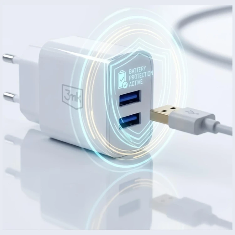 3MK Ładowarka sieciowa 10W 2xUSB-A 2,4A FlowPower biała