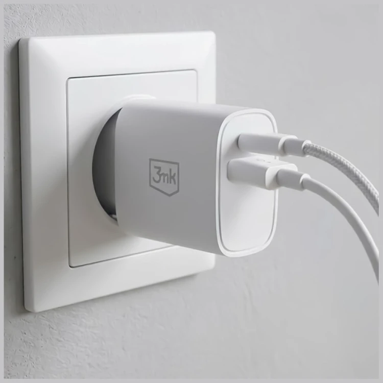 3MK Ładowarka sieciowa 25W USB-A USB-C PD QC4+ FlowPower biała