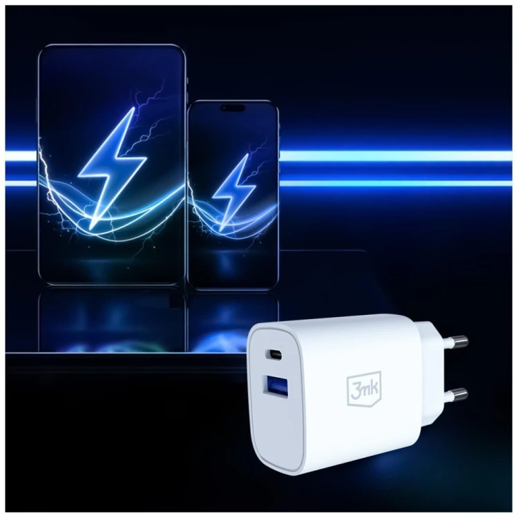 3MK Ładowarka sieciowa 30W USB-A USB-C PD3.0 QC4+ FlowPower biała
