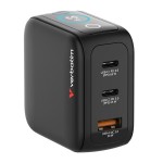 Verbatim Ładowarka Mini GaN 65W TFT 2xUSB-C 1xUSB-A  EU/UK/USA 30238