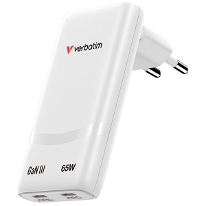 Verbatim Ładowarka Fold n GO GaN 65W 2xUSB-C PD 3.0 PPS biała