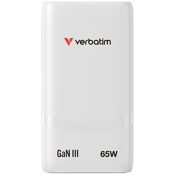 Verbatim Ładowarka Fold n GO GaN 65W 2xUSB-C PD 3.0 PPS biała