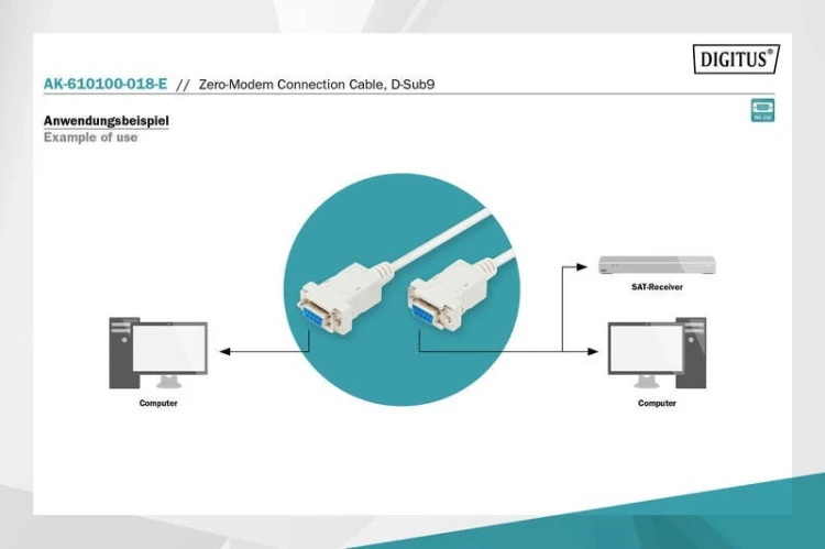Digitus Kabel połączeniowy RS232 null-modem Typ DSUB9/DSUB9 Ż/Ż 1,8m szary