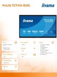 IIYAMA Monitor interaktywny 75 cali TE7515A-B2AG, VA,4K,40pkt,550cd,DeepContrast-IR+,    HDMI x2,DP,USB-C, 2 x 20W, OPS Slot x1, 5xUSB, 2xRJ45,8-Array