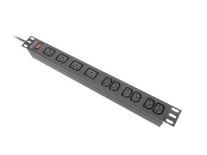 Lanberg Listwa zasilająca rack PDU 19 cali 1U 16A 2M 4X C19 6X IEC C13 C20 czarna