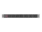 Lanberg Listwa zasilająca rack PDU 19 cali 1U 16A 2M 4X C19 6X IEC C13 C20 czarna