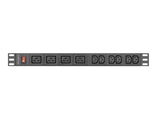 Lanberg Listwa zasilająca rack PDU 19 cali 1U 16A 2M 4X C19 6X IEC C13 C20 czarna