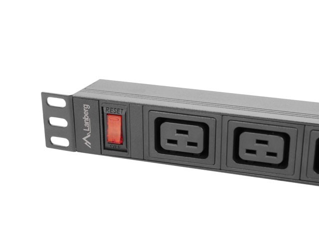 Lanberg Listwa zasilająca rack PDU 19 cali 1U 16A 2M 4X C19 6X IEC C13 C20 czarna