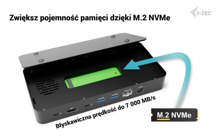 i-tec Stacja dokująca Thunderbolt 5 Triple Display Docking Station M.2 slot 6xUSB 2.5 GLAN PD 140W