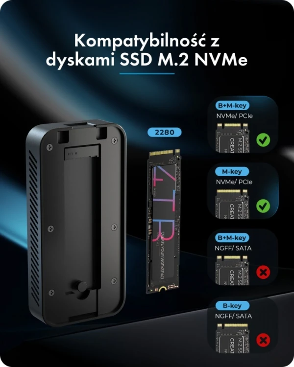 IcyBox Obudowa z 80 Gbps IB-1980M-80G Thunderbolt 5 M.2 NVMe SSD
