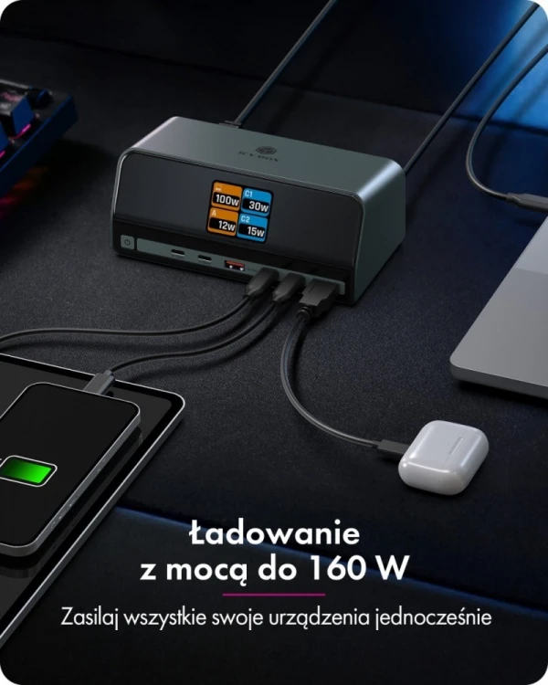 IcyBox Stacja dokująca IB-DK2300-CH 11w1 USB, HDMI, 100W PD, LAN