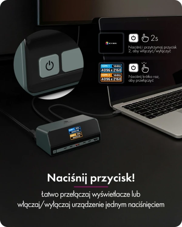 IcyBox Stacja dokująca IB-DK2300-CH 11w1 USB, HDMI, 100W PD, LAN
