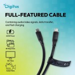 Digitus Kabel połączeniowy silikonowy USB-C-USB-C | USB 4 ver.2.0 80Gbps | 8K@60Hz | PD 3.1 240W| 0,5m | czarny