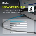 Digitus Kabel połączeniowy silikonowy USB-C-USB-C | USB 4 ver.2.0 80Gbps | 8K@60Hz | PD 3.1 240W| 1,0m | czarny